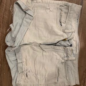 Light wash denim shorts.